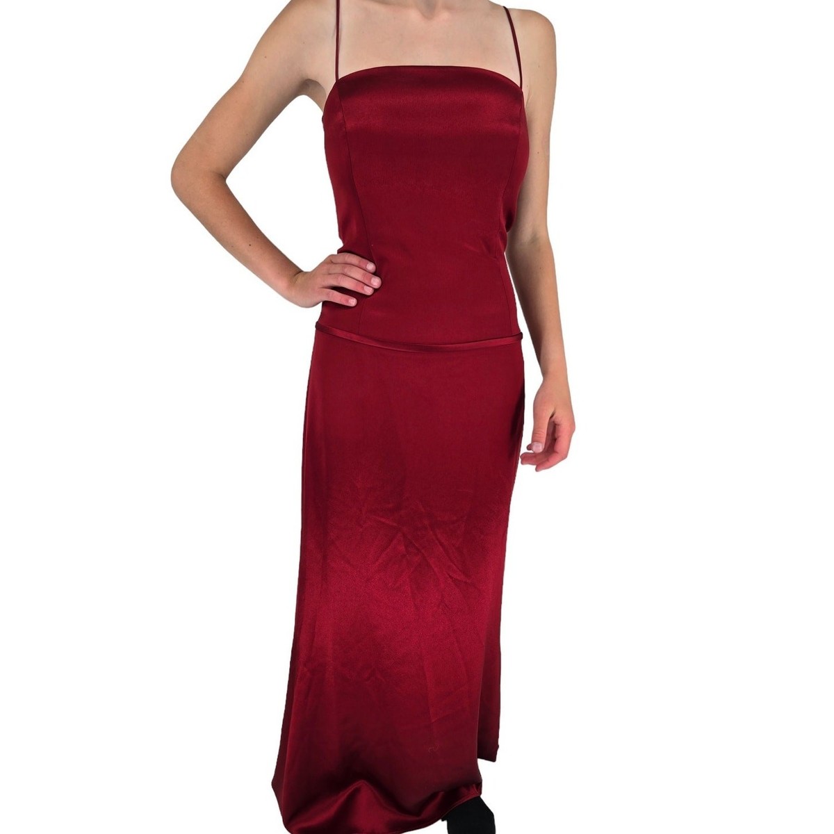 chinese dress ladies Morgan Silky Bias Cut Dress Deep Red