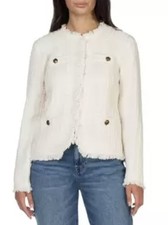 Cardigan donna con frange ben indossato - crema - medio - nuovo Cb2