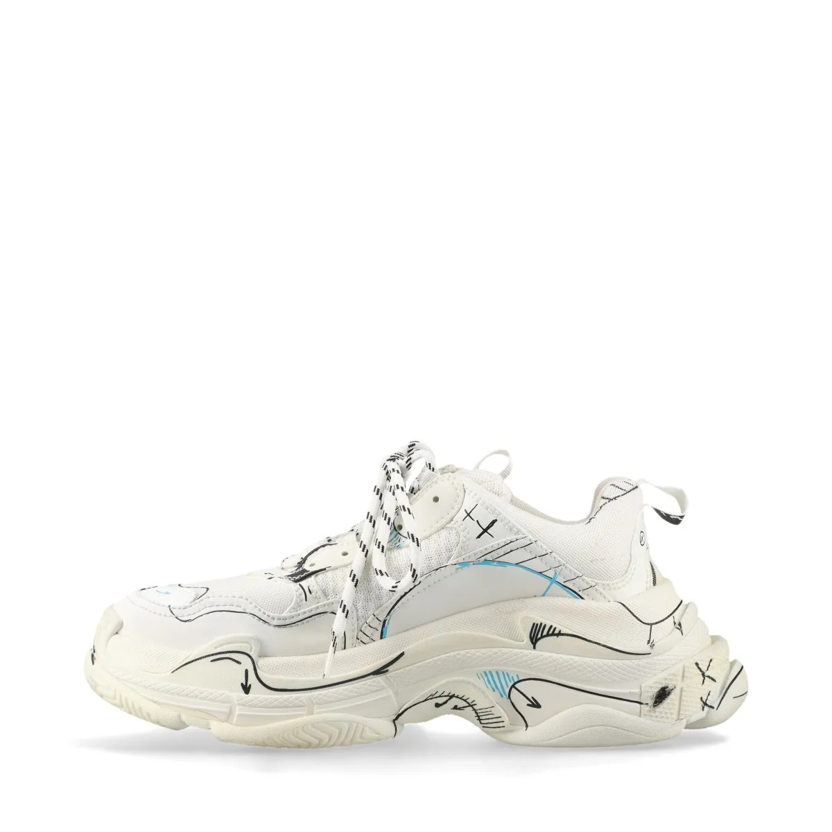 Balenciaga Triple s Faux leather x mesh Sneakers 26cm Men's White 536737 Distres thumbnail 4