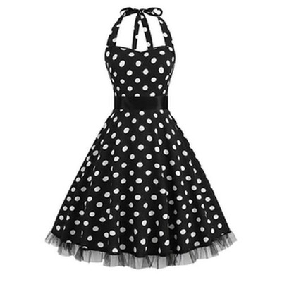 Rockabilly Kleid Damen Punkte Retro Petticoat Pin Up Swing Kleid Polka Dot