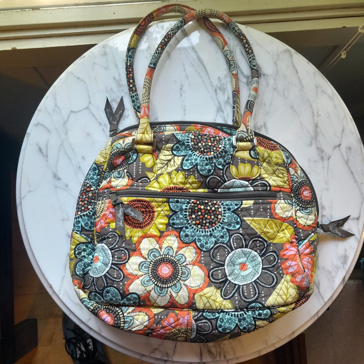 バーバラ✨ Vera Bradley Villager Purse Tote Sierra Med/lrg Zippered Quilted