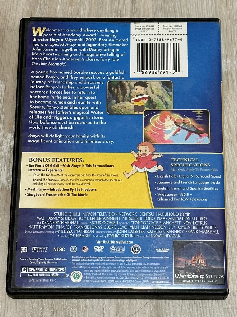 PONYO Disney Studio Ghibli Noah Cyrus Frankie Jonas DVD 2010
