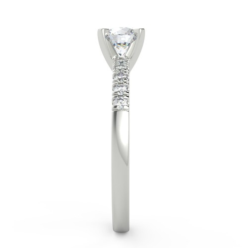 Round Diamond Engagement Ring Pave 0.64 Ct VS1 E 14ct White Gold - Picture 5 of 6