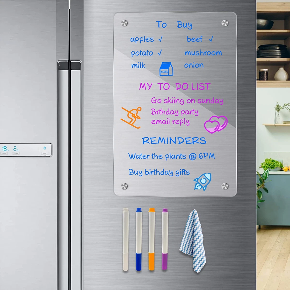 8"X12" Acrylic Magnetic Dry Erase Board for Fridge, Clear Acrylic Magnet  Calenda | eBay