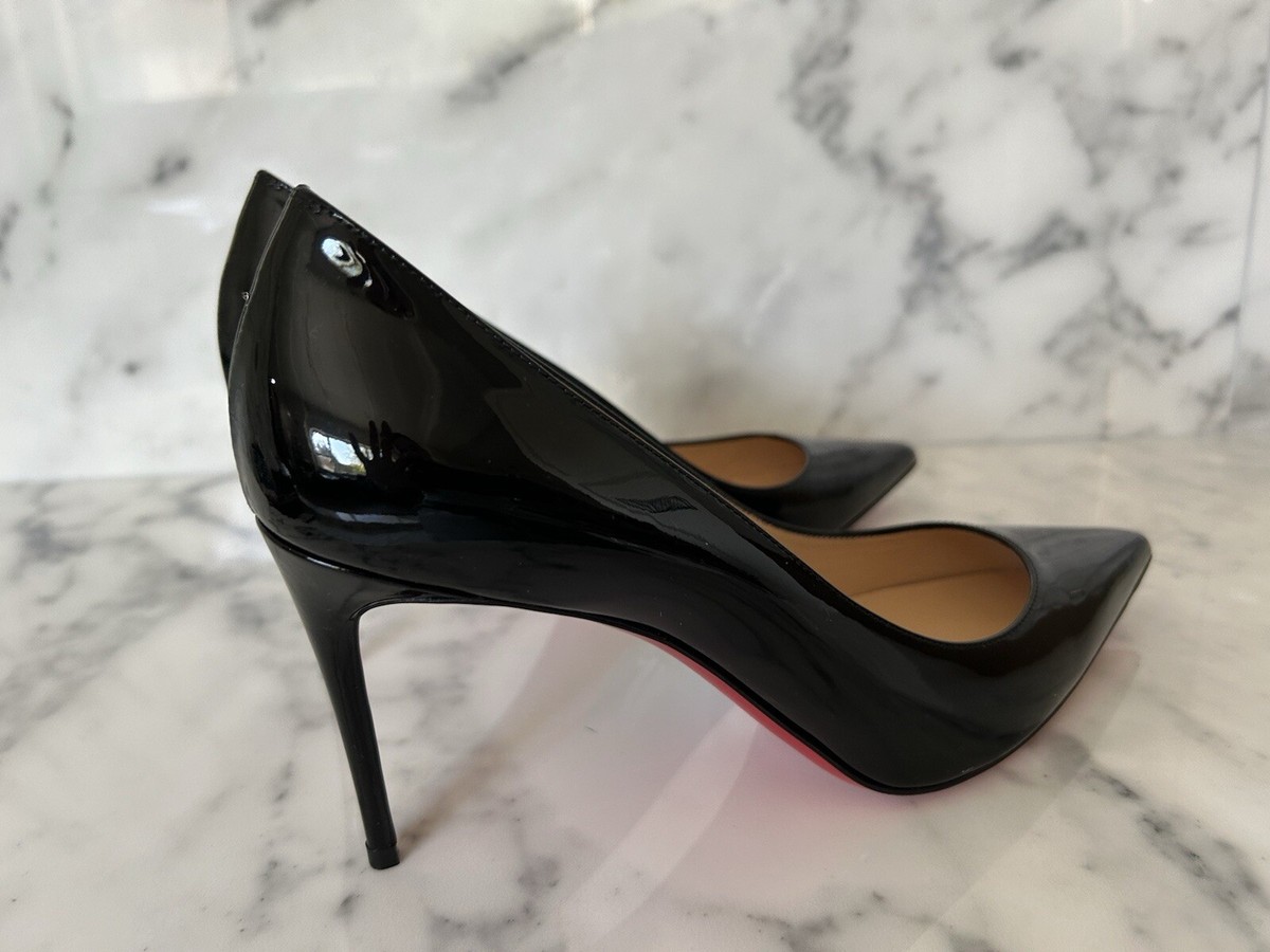 Cristian Louboutin Kate 85 Patent Pointed-Toe Red Sole Pump