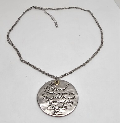 Demdaco Necklace Poetic Threads by Lori Siebert Friendship Disc Silver Tone 18''