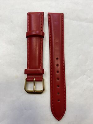 18mm Red Genuine Leather Watch Strap New FF-0X3