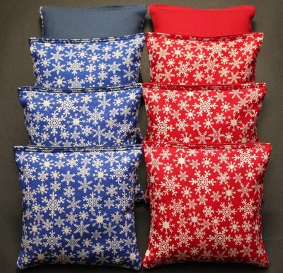 WINTER Snowflakes Blue Red Cornhole Bean Bags ACA Regulation Holiday Party Game