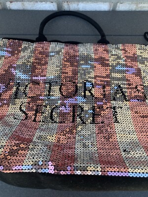 PINK Victoria\'s Secret Black and Silver Sequin Bag s-l400.jpg main image 3