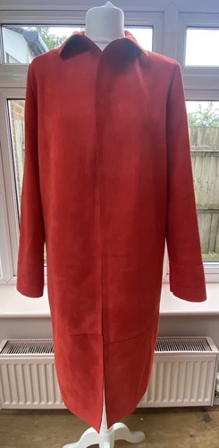 Women's Zara Red Soft Faux Suede Open Front Knee Length Coat Size EUR M / USA M