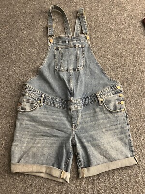 Isabel Denim Overall Shorts Womens Size Blue Cutoff Roll Cuff