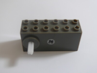Lego 1 x Dark Gray Windup Motor 2x6 x 2 1/3 w/ Raised Shaft Base