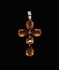 Citrine Cross Pendant 925 Sterling Silver