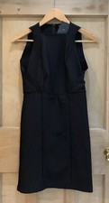 ZARA Black DRESS Size S 6 BNWT Fitted Textured STRIPE