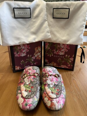 Limited Gucci Supreme Bloom Princetown Loafers Horsebit