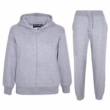 Adults Mens Plain Grey Tracksuit Hoodie Sweatpants Casual Gents Gym Exercise