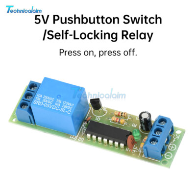 DC5V 1 Way Bistable Single Key Switch Relay Module High Level Self-Locking Relay