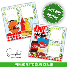 Grill Picnic BBQ Scrapbook Pages PRINTED Premade Scrapbook Quick Pages 145