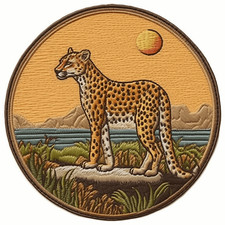 Cheetah Patch Iron-on Applique Wild Animal Badge Zoo Nature Wildlife Roaring