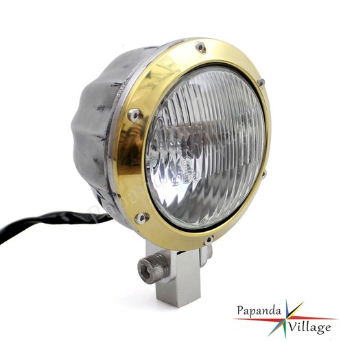 E-Mark Brass Headlight Head Lamp Hi/Lo Beam For Harley Cafe Racer Bobber Chopper - Picture 4 of 12