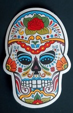 Sugar Skull Day Of The Dead Spade Nose Waterproof Vinyl Sticker Decal 2" X 3  