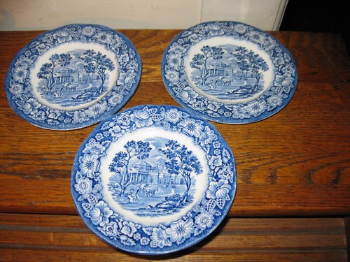 LIBERTY BLUE Historic Colonial Scenes MONTICELLO 6" Bread Plates SET OF 11 MINT - Picture 4 of 9