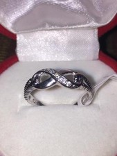 Sterling Silver .925 Clear CZ Infinity Knot Promise Love Ring Sizes 6 7 8 9 10