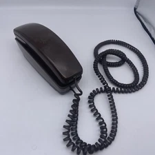 Vintage GTE Phone Automatic Electric Slimline  Brown Chocolate Wall Desktop Cord