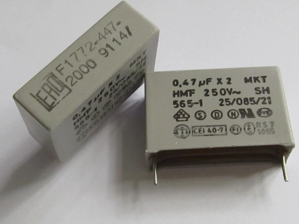 2 Stück/pcs MKT x2 0,47µF 250V~ Entstörkondensator ERO 470nF 250VAC RM27,5 F1772 - Bild 1 von 1
