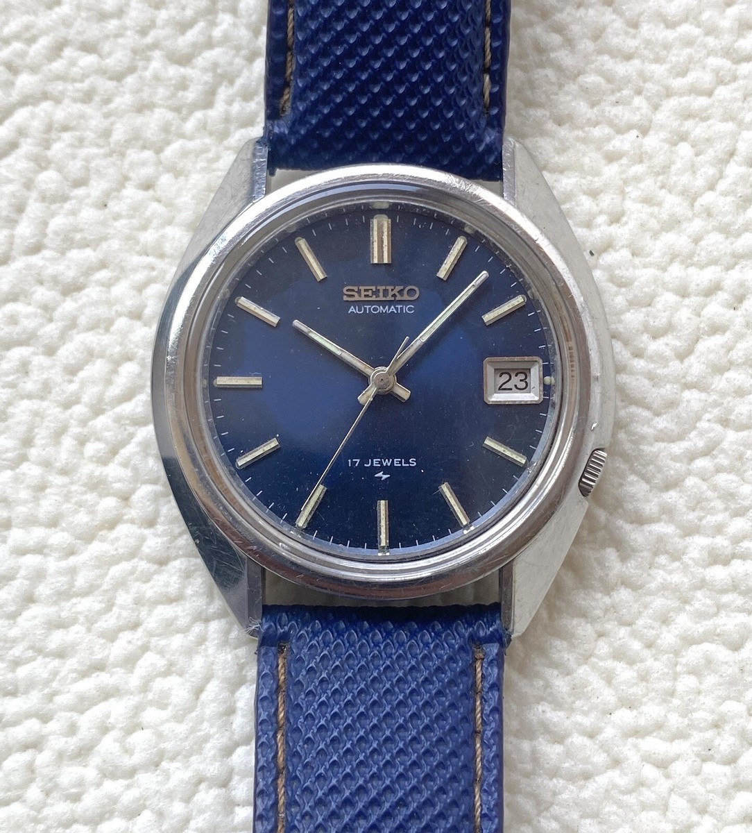 Seiko 7025-8120 Automatic Vintage Watch Men's VTG 70's Blue Dial