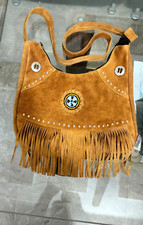 Native American Western Crossbody Handbag Suede Leather Bag Purse Fringe Beaded