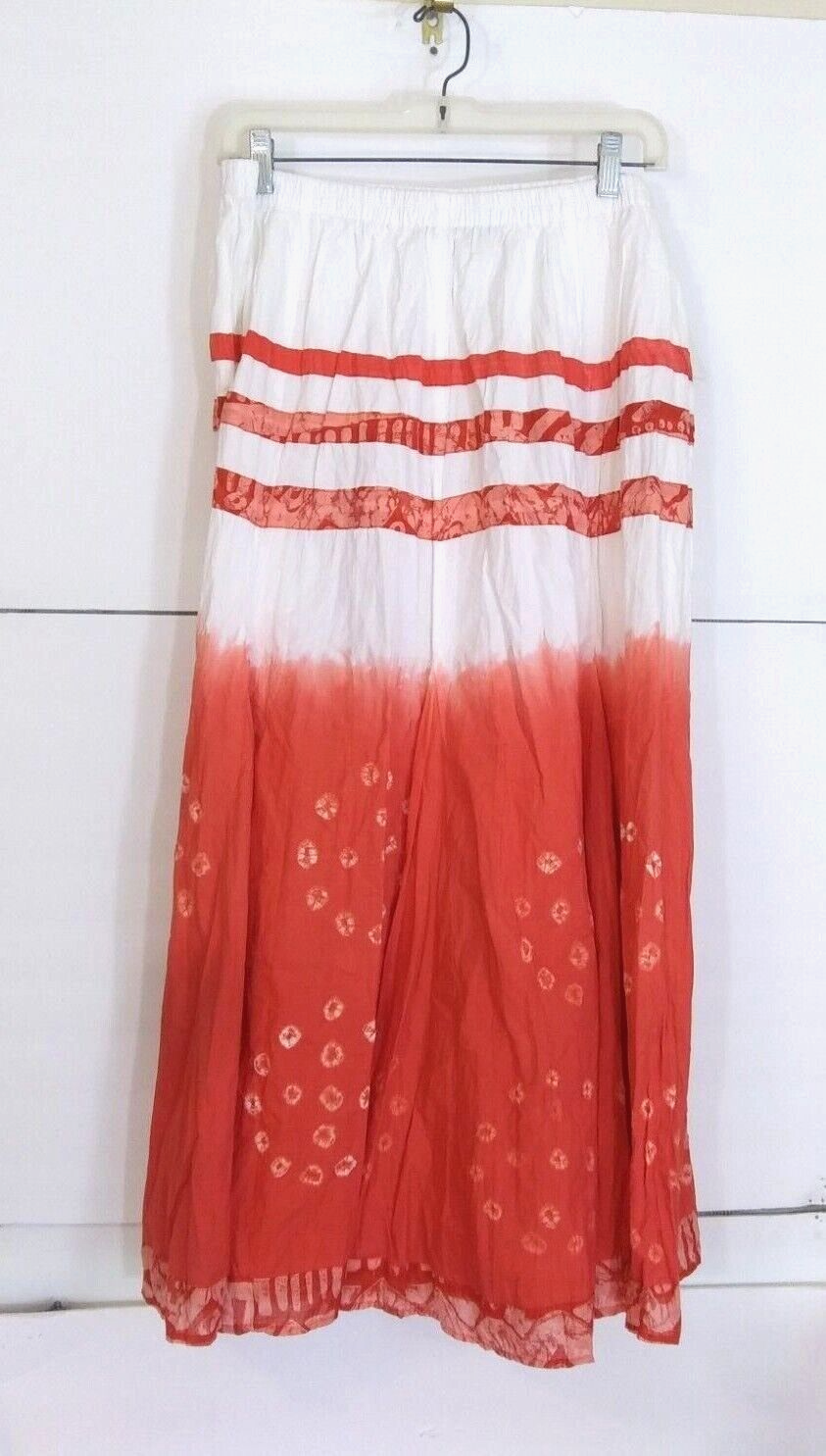 Weekend Choices Skirt Womens Size M Coral White A-line Maxi Elastic Waist NEW