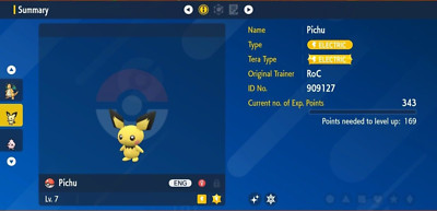Pokemon Scarlet & Violet 6IV Shiny PICHU Max EVs