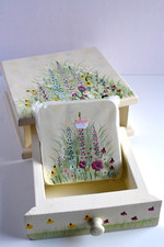 Jean Oates Ole Plantation Hand-Painted Wood Storage Box w/ 6 Matching Coasters