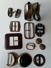 VINTAGE BELT BUCKLES SASH BUTTONS LOT