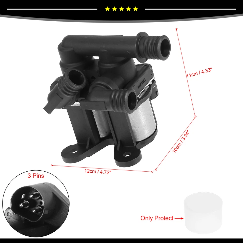 Car Heater Control Valve Solenoid 64118391417 fit for BMW 525i 1989-1995 Black - Image 2 of 4