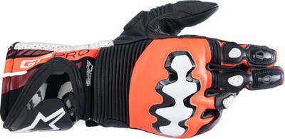 Alpinestars GP Pro R4 Mens Leather Motorcycle Gloves Black/Red Fluo