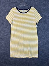 Old Navy Womens T Shirt Dress Size Large Yellow Striped Short Sleeve Preppy
