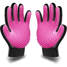2x Fellpflegehandschuh Rosa Silikon 261 Spitzen Hund Katze Pferd Duschen