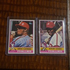 Topps 1976 MLB Baseball Card Lot 2. Luzinski #610 Cash #295 Phillies Base Set