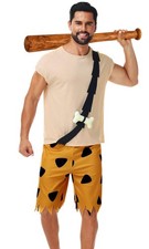 NEW Caveman Costume Adult Halloween Shirts and Pants with Bone XXL