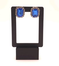 Vintage Blue Simulated Crystal Rectangle Halo...