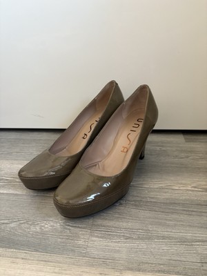 Neue grüne graue Khaki Lack Pumps Hohe Schuhe Von Unisa 39