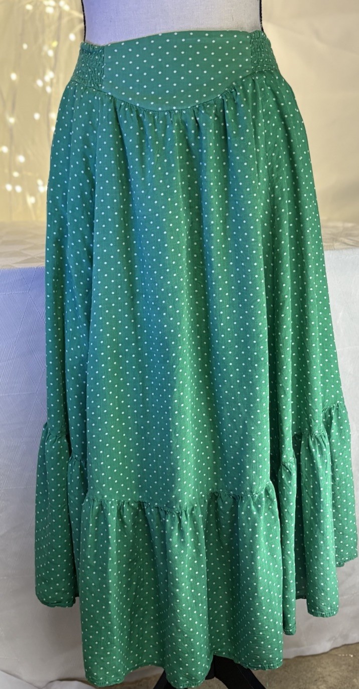 Universal Thread Green Polka Dot Ruffle Cotton A-… - image 1