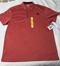 Reebok Men's Polo Size Large Short Sleeve Coral Moisture Management