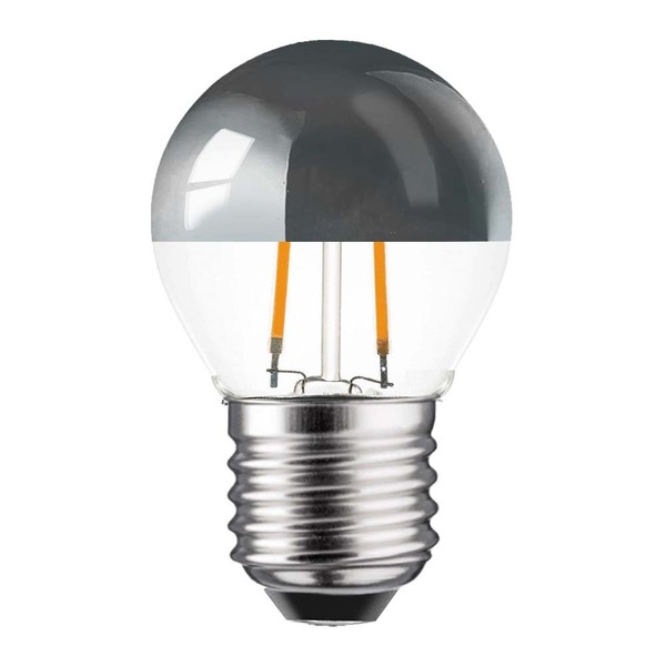 Led Filament Tropfen 2W = 25W E27 Kopfspiegel Silber P45 Extram Warmweiß 2200K-image