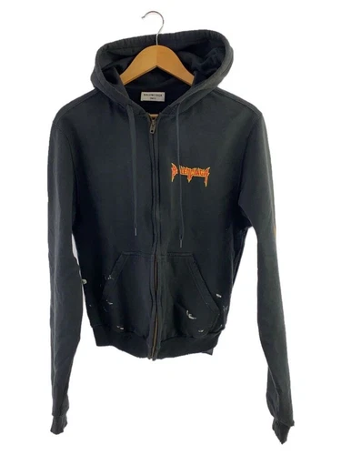 Felpa con cappuccio e zip BALENCIAGA XXS cotone nero usata