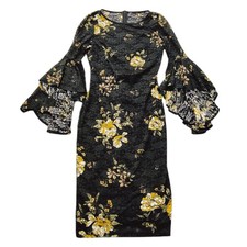 VFSHOW Bell Sleeve Dress Women's Small Evening Party Dress Black Slim Cocktail