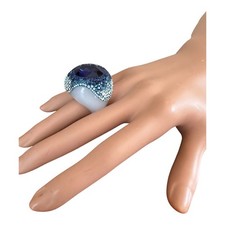 Swarovski White Tone Blue Oval Stone Pavé Rh...