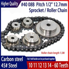 08B Catena Simplex Pignone Dente da 10 a 60T Passo 1/2" per Trasmissione Catena #40